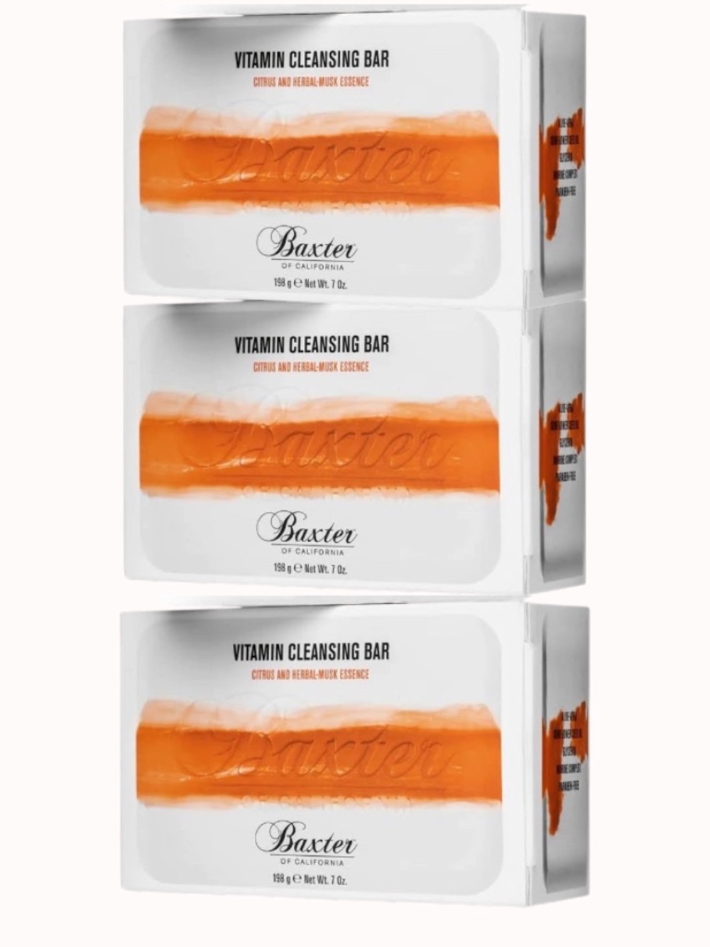 BAXTER VITAMIN CLEANSING BAR CITRUS AND HERBAL-MUSK ESSENCE 7 OZ 3PC LOT